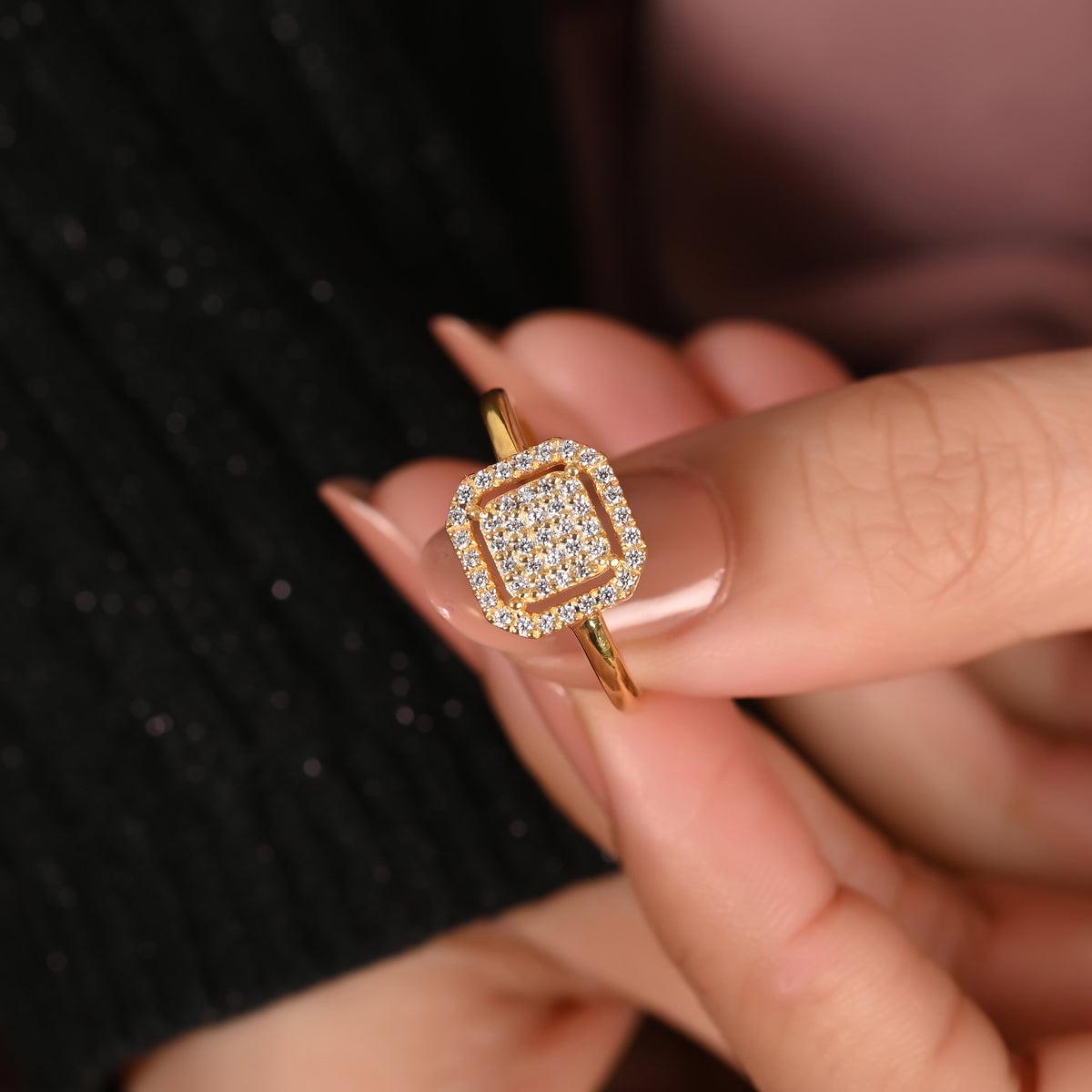 Art Deco Square Shaped Moissanite Ring 925 Sterling Silver Moissanite Engagement Ring .