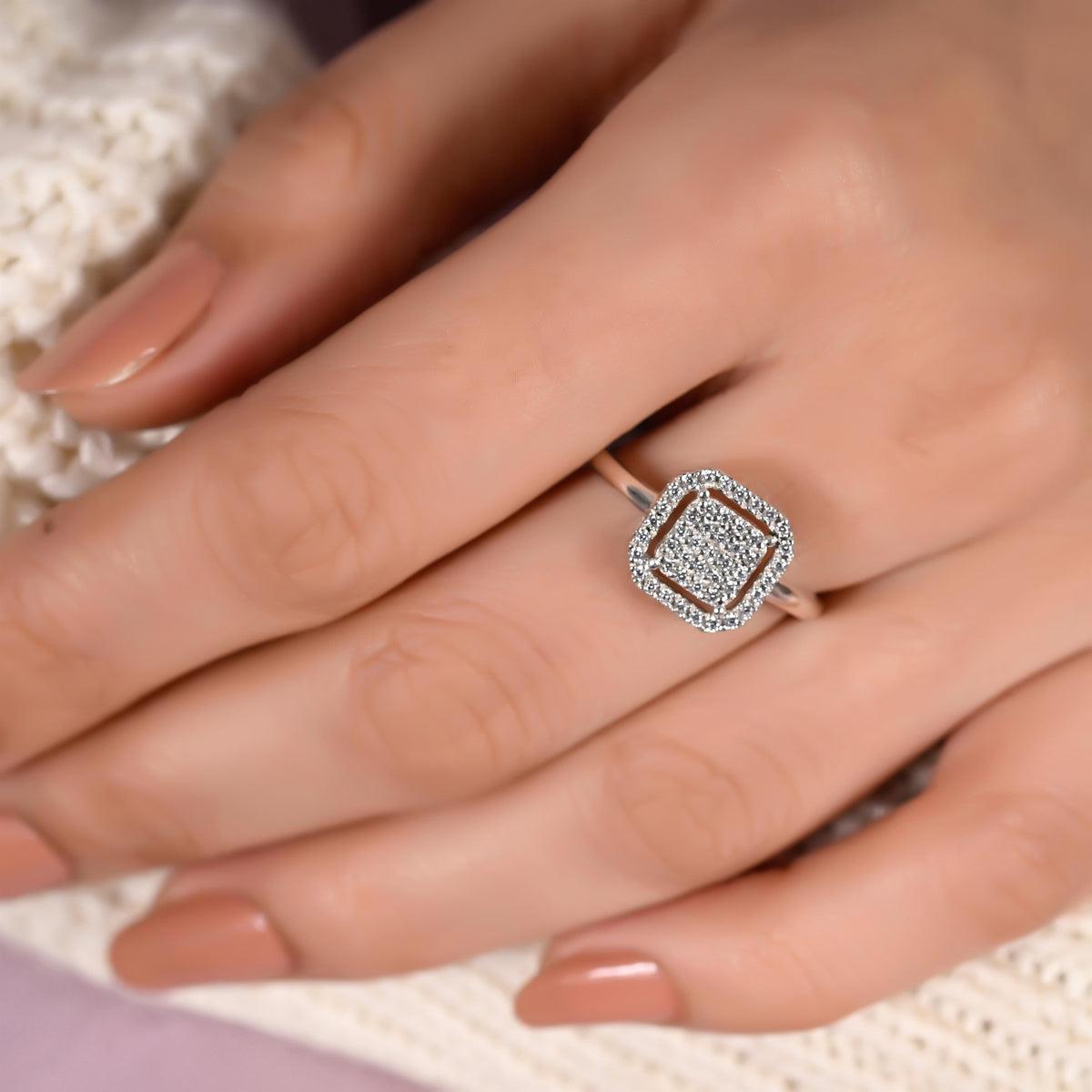 Women's or Men's Square Shaped Moissanite Ring 925 Sterling Silver Moissanite Engagement Ring .