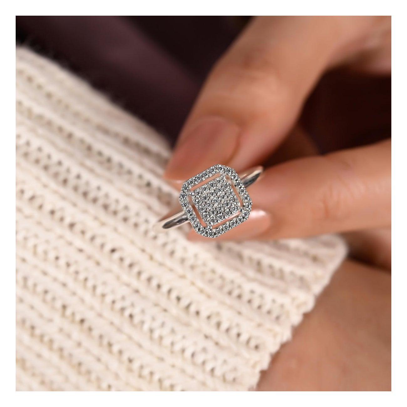 Square Shaped Moissanite Ring 925 Sterling Silver Moissanite Engagement Ring . For Sale