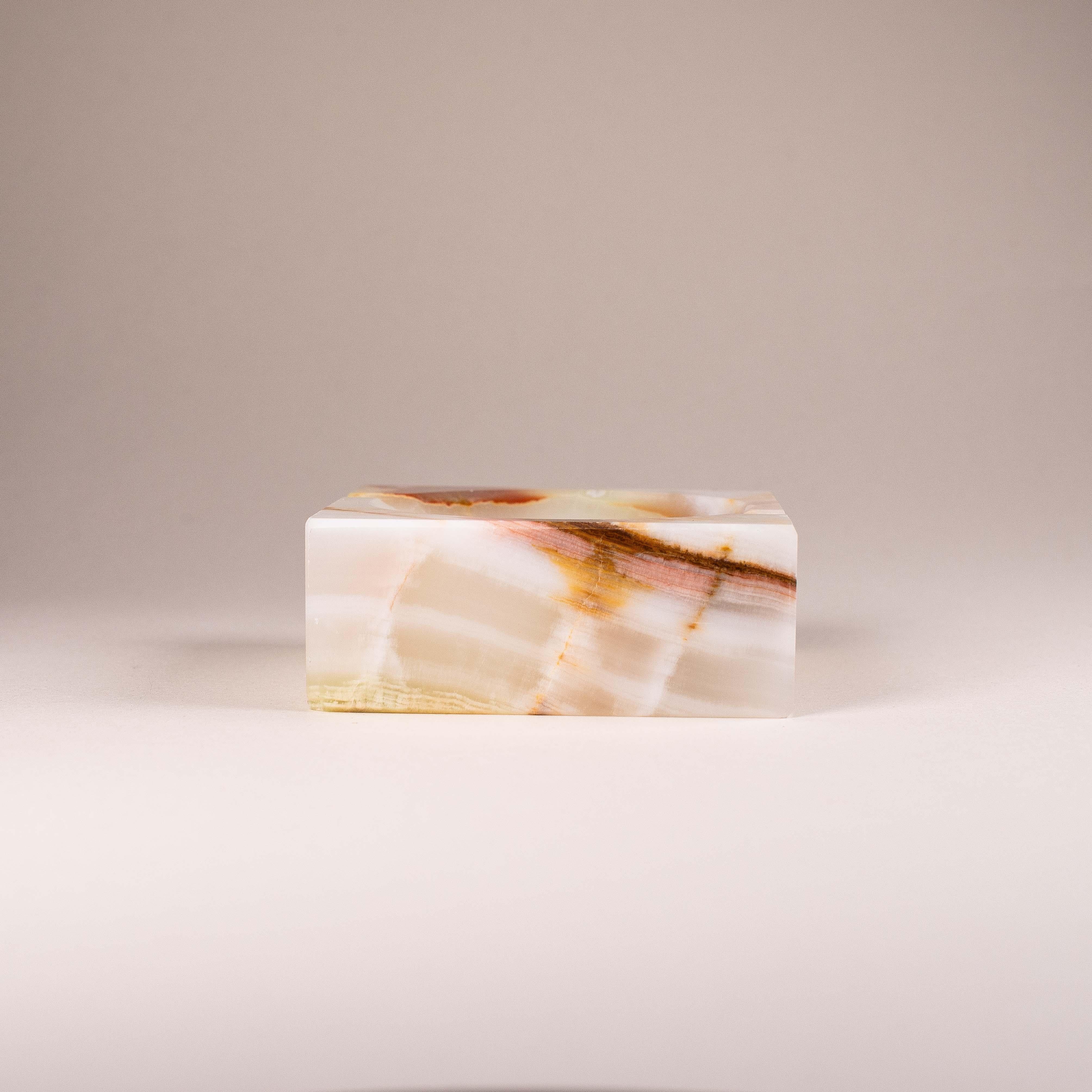 Square-Shaped Onyx Paperweight or Ashtray, France 1970s In Good Condition In ROUEN, Normandie