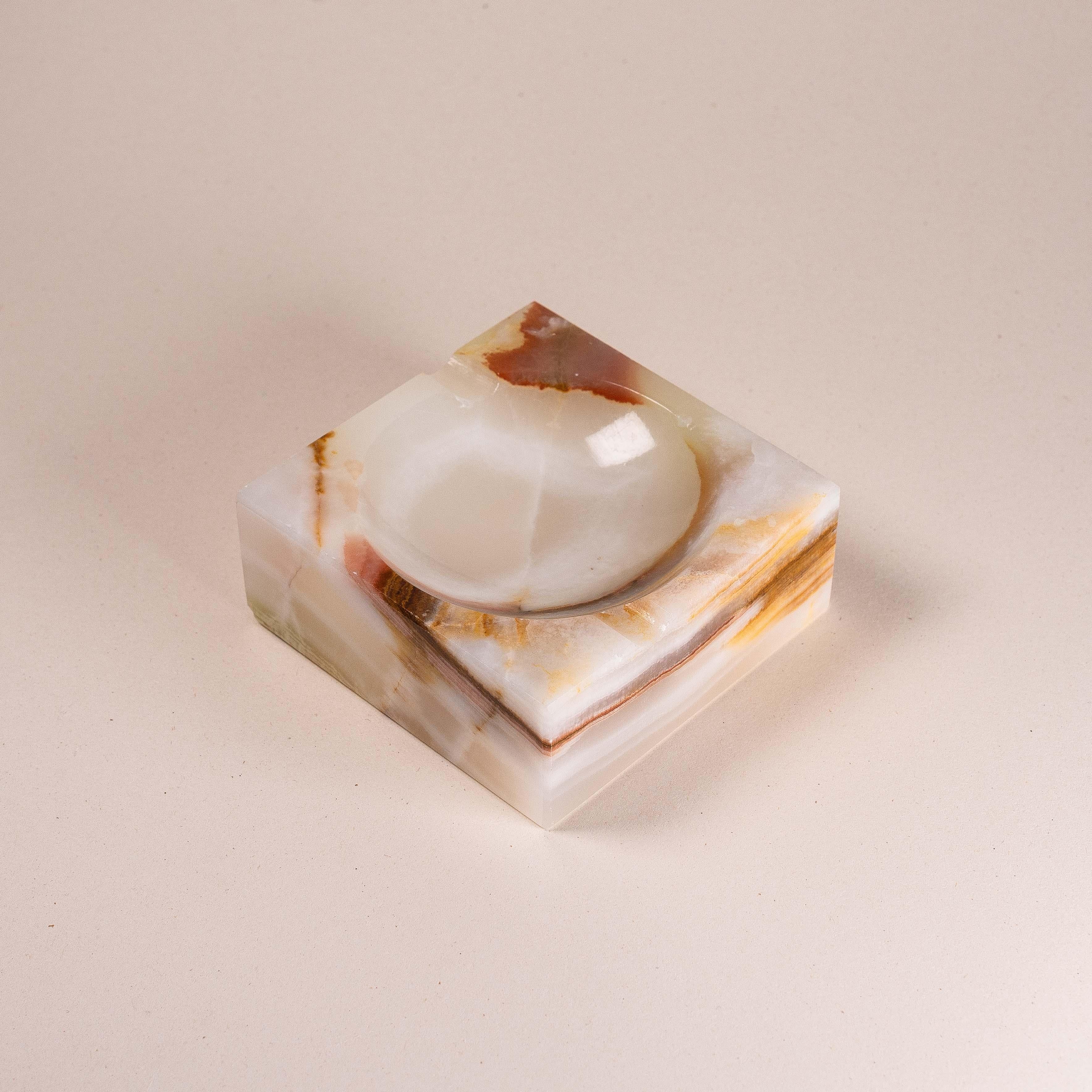 Square-Shaped Onyx Paperweight or Ashtray, France 1970s 2