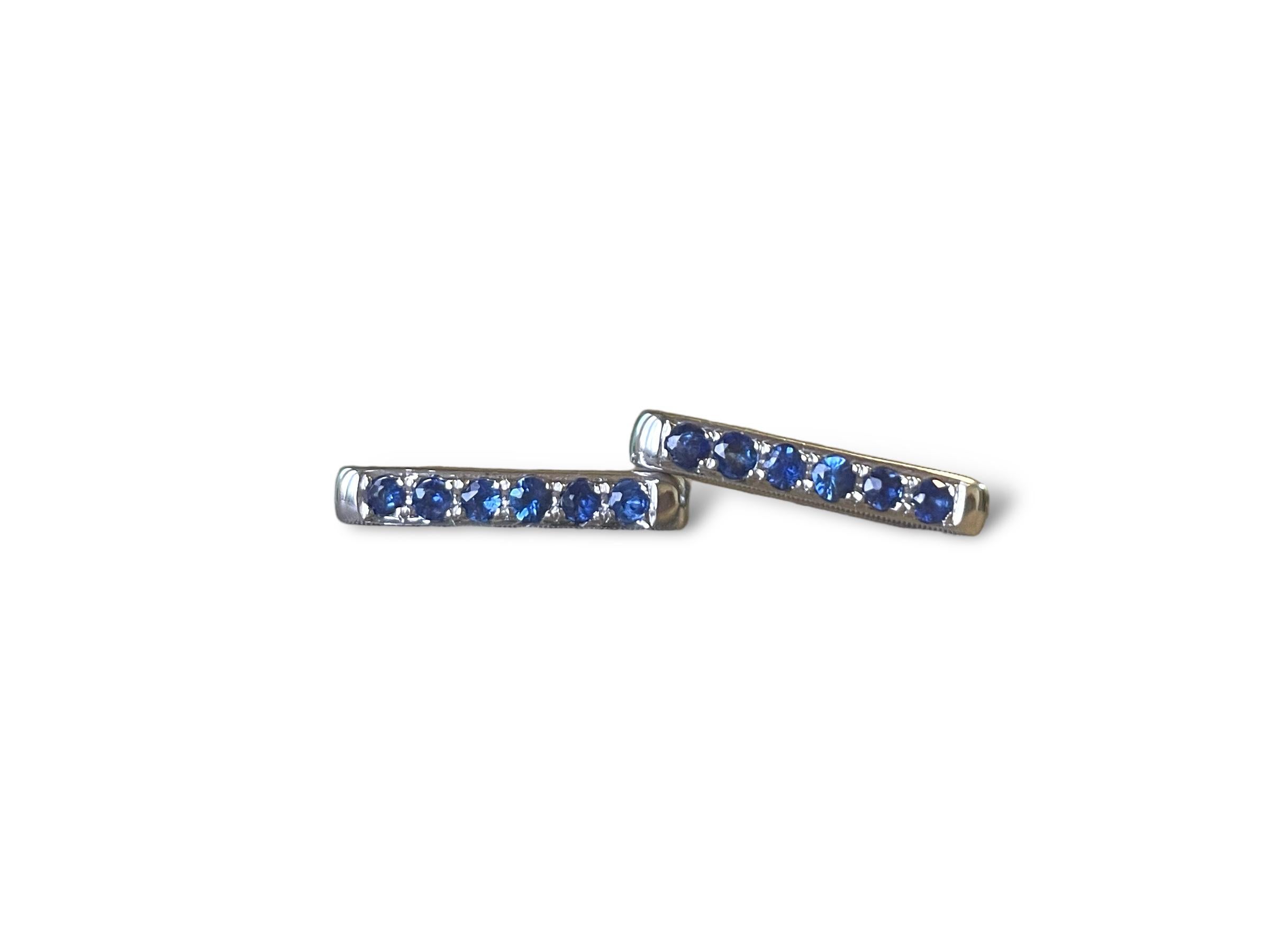 Women's Square Shaped Sapphire Hoop earring For Sale
