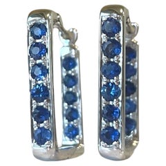 Square Shaped Sapphire Hoop earring