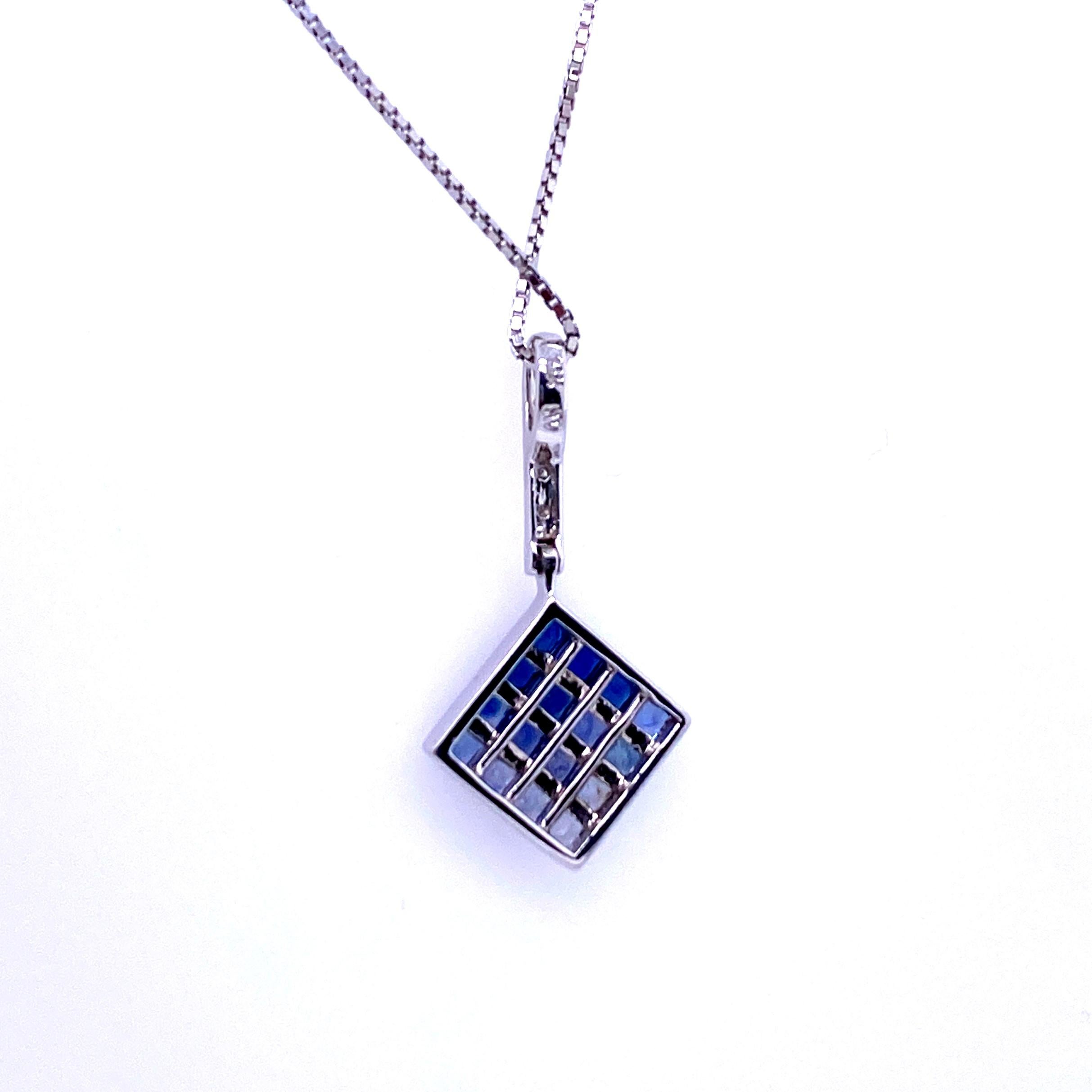 Contemporary Square Shaped Sapphire Pendant