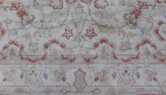 square-shaped Vintage Oushak in Light Blue, Terracotta & Taupe Green 7' x 8'7