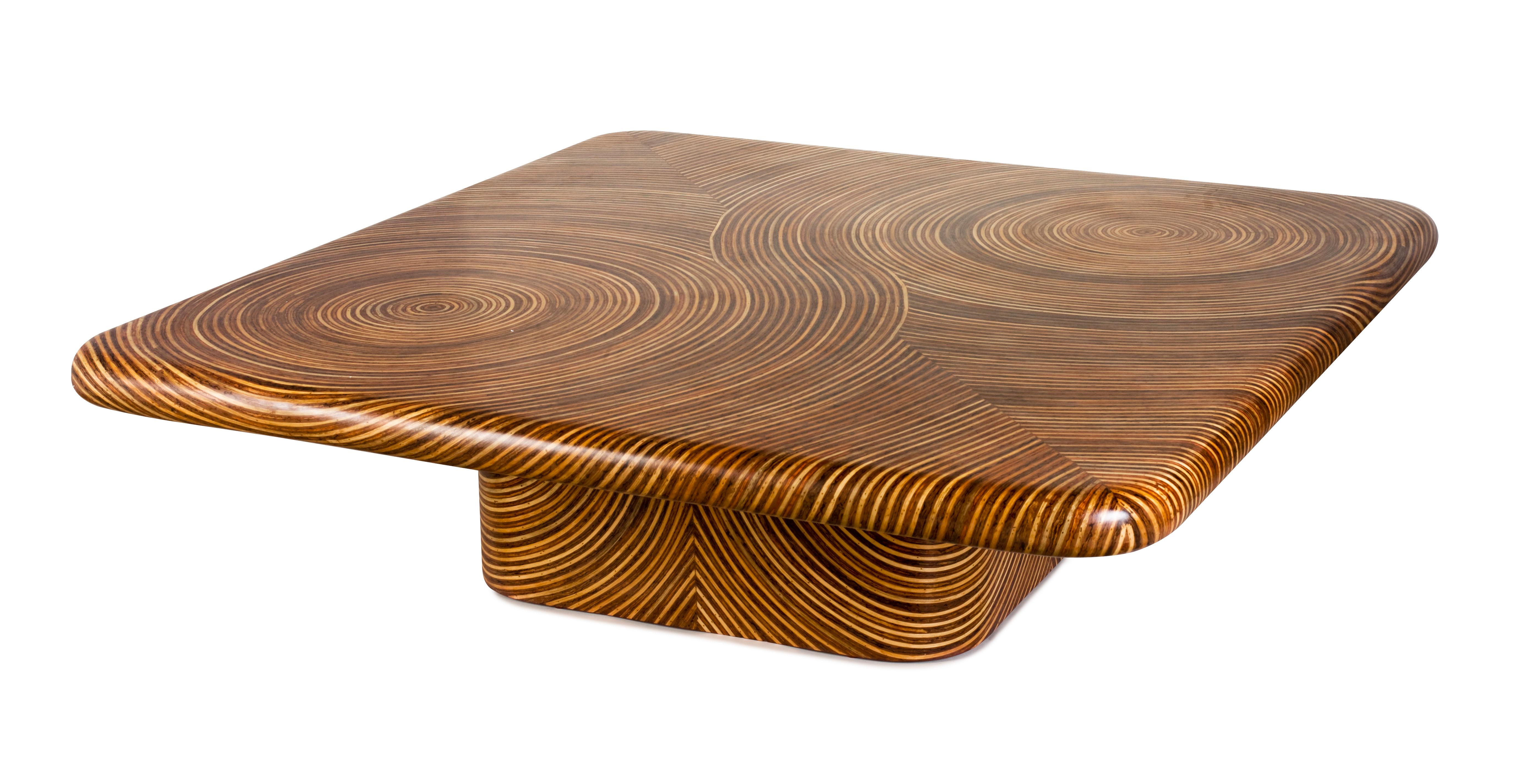 International Style Square Showtime Ribbon Cocktail Table For Sale
