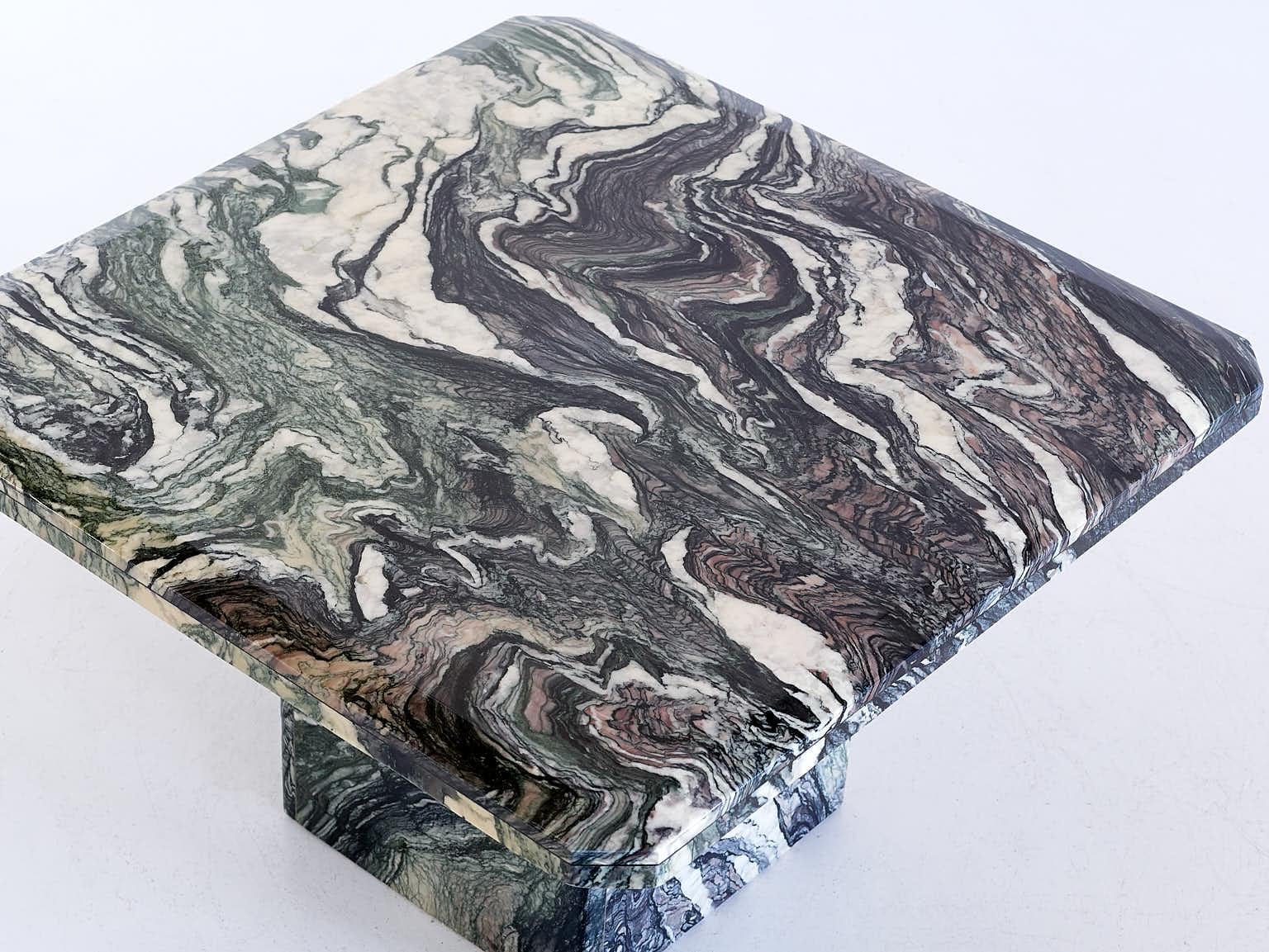 Square Side Table in Green Cipollino Marble, Italy, 1970s In Good Condition In The Hague, NL