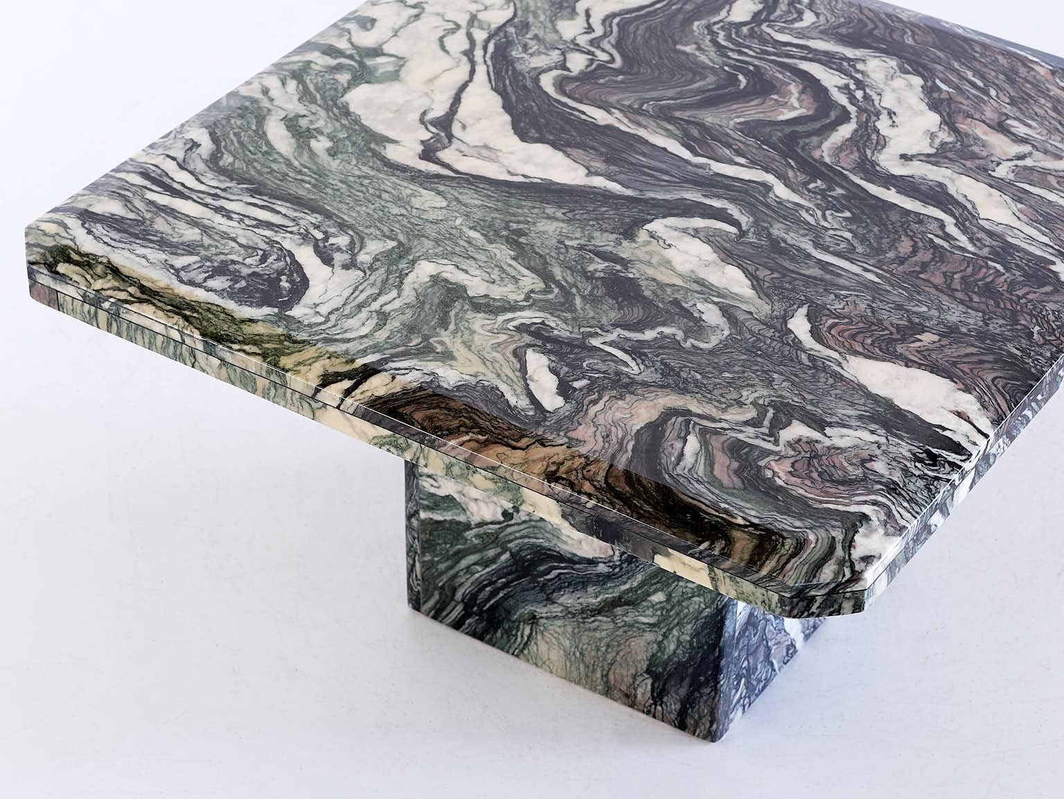 Late 20th Century Square Side Table in Green Cipollino Marble, Italy, 1970s