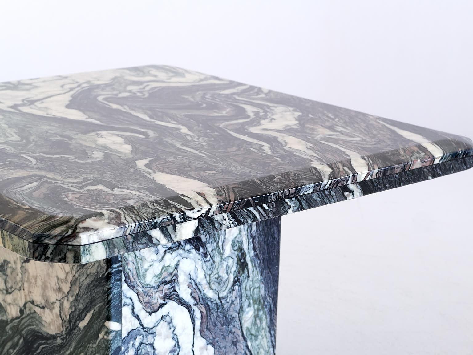 Square Side Table in Green Cipollino Marble, Italy, 1970s 1