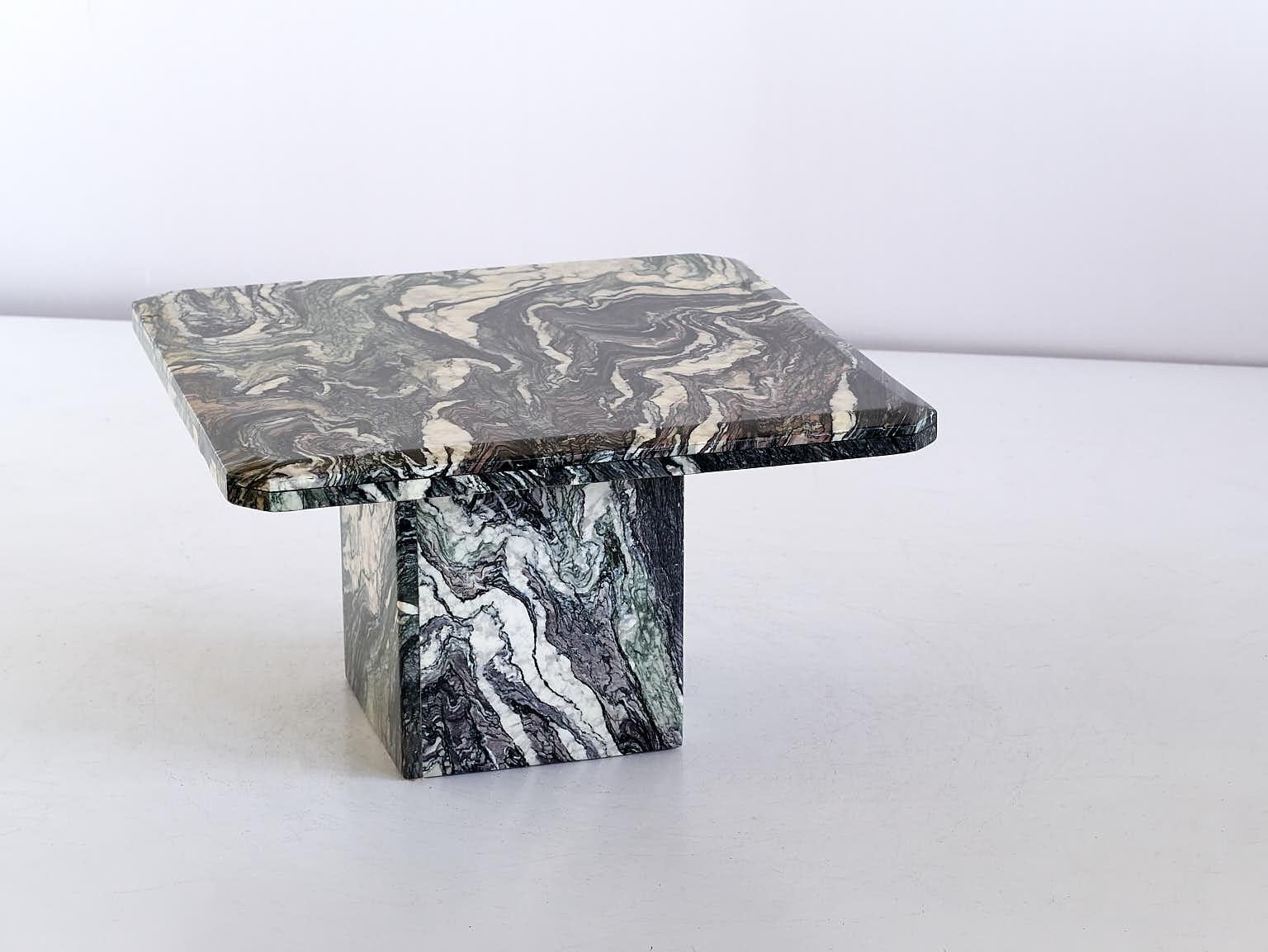 Square Side Table in Green Cipollino Marble, Italy, 1970s 2