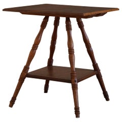 Square Side Table in Solid Oak, Mid-Century Modern, 1960s