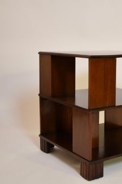 Mesa auxiliar cuadrada de madera de palma, años 30