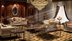Square Side Table with Emperador Dark Marble Top by Modenese Gastone Interiors