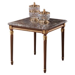 Square Side Table with Emperador Dark Marble Top by Modenese Gastone Interiors