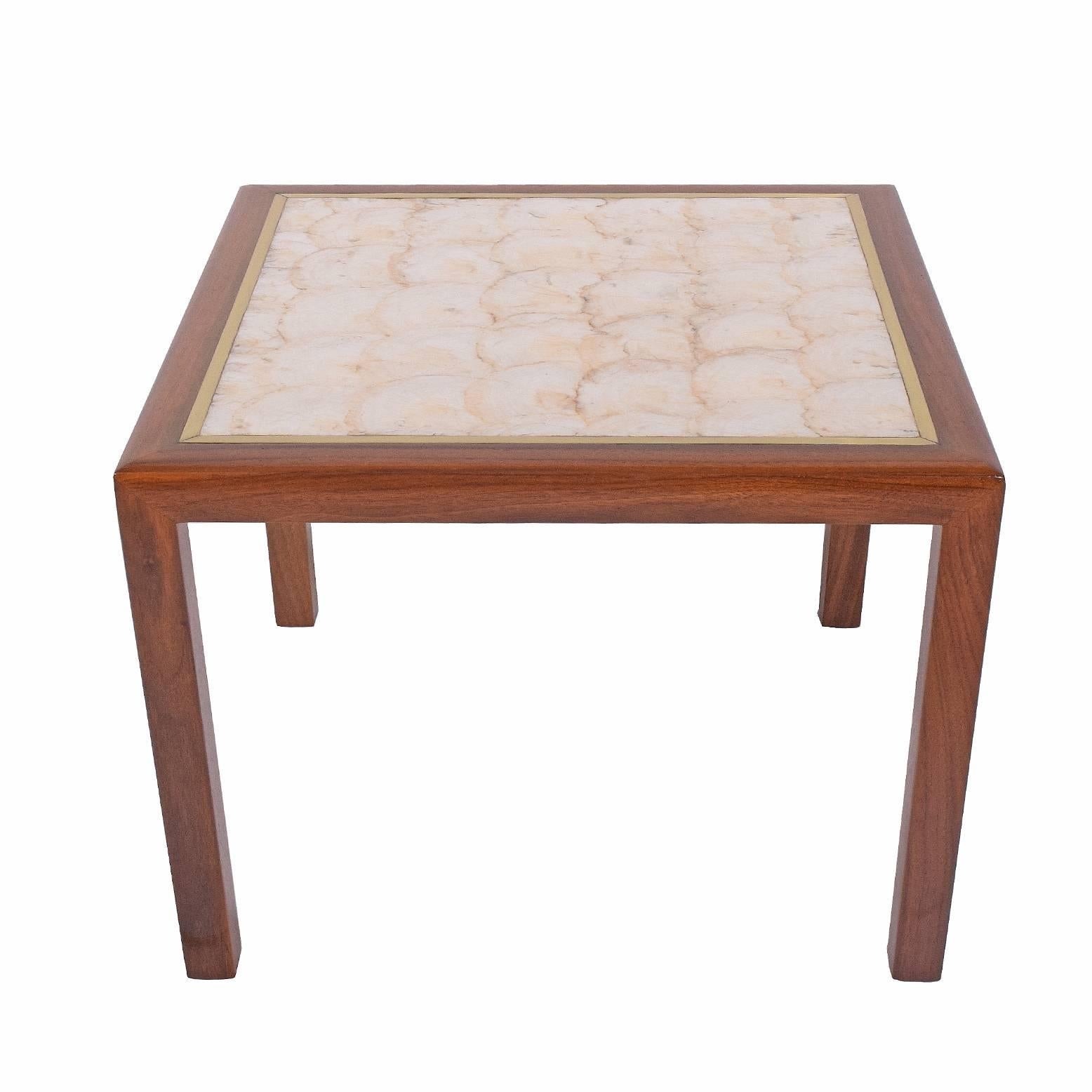 Square Side Table with Seashell Top