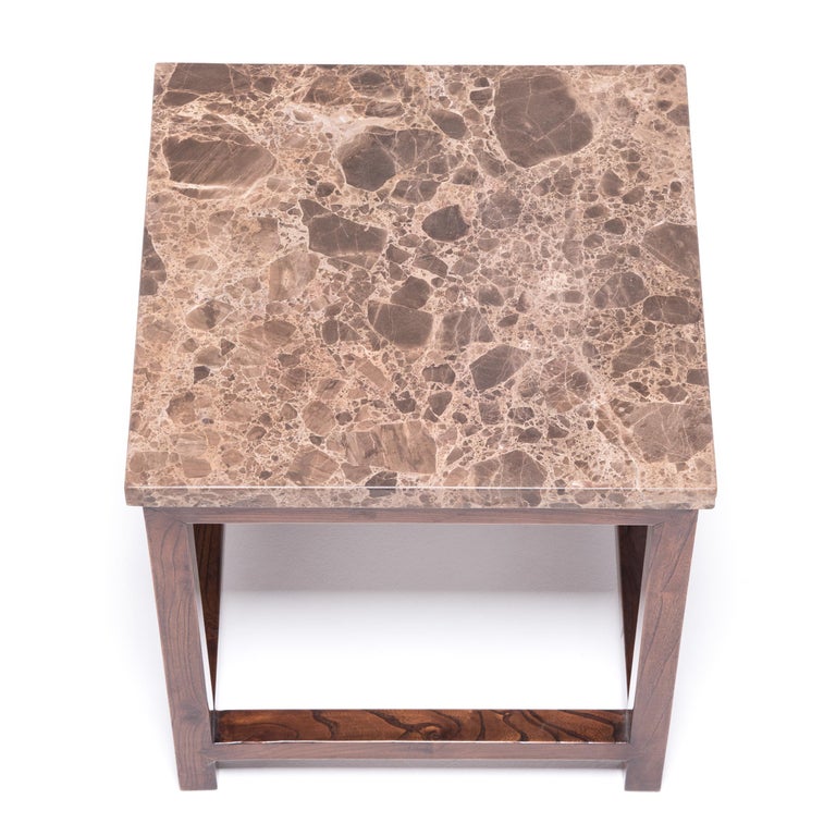 MarbleTop Square Side Table For Sale at 1stDibs stone top side table