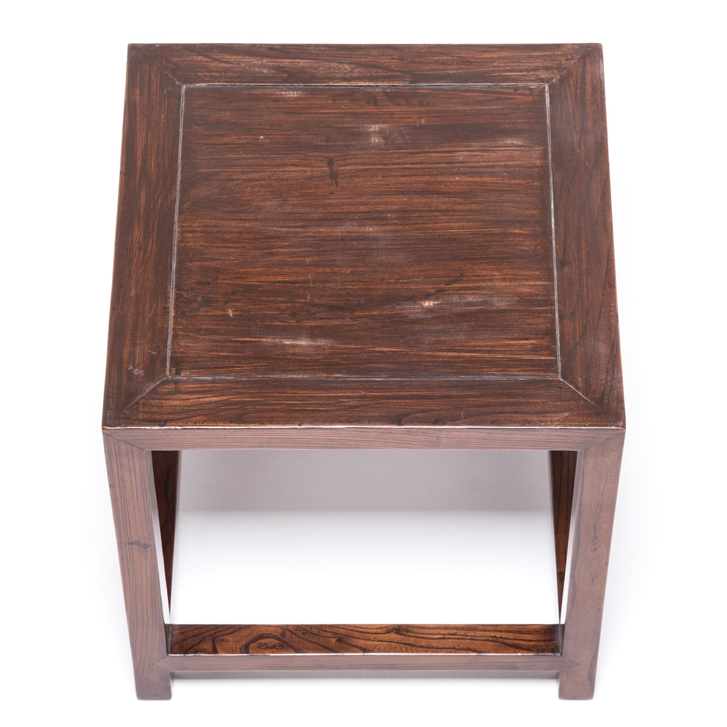 Organic Modern Marble-Top Square Side Table For Sale