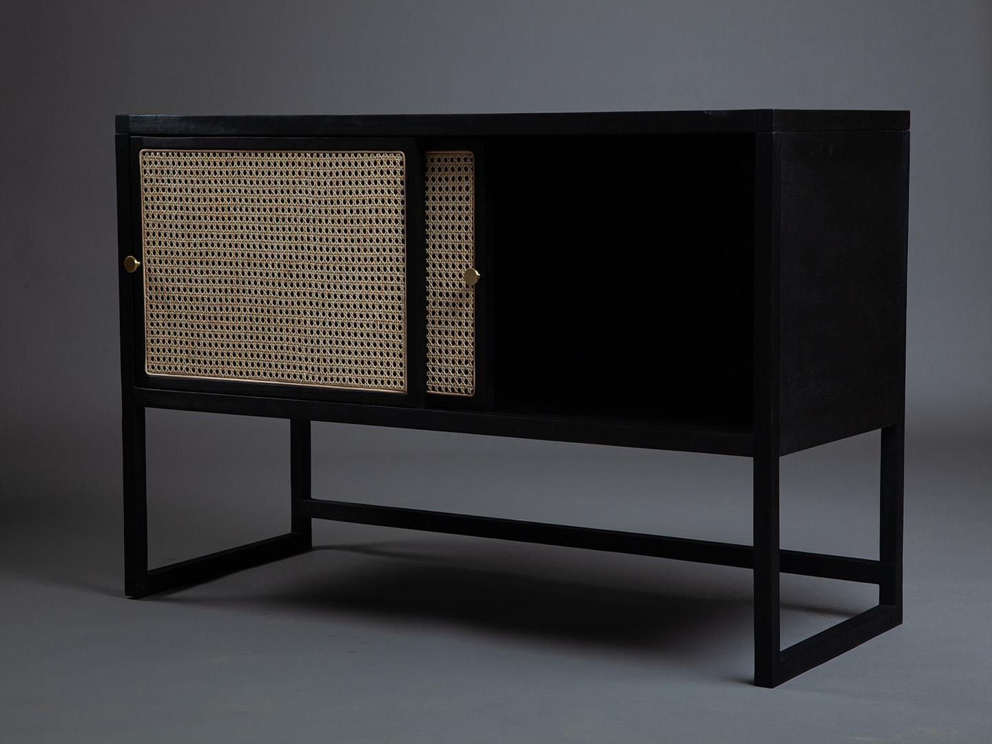 Hand-Crafted The Square Sideboard, Brazilian Solid Wood and Straw Design by Amilcar Oliveira For Sale