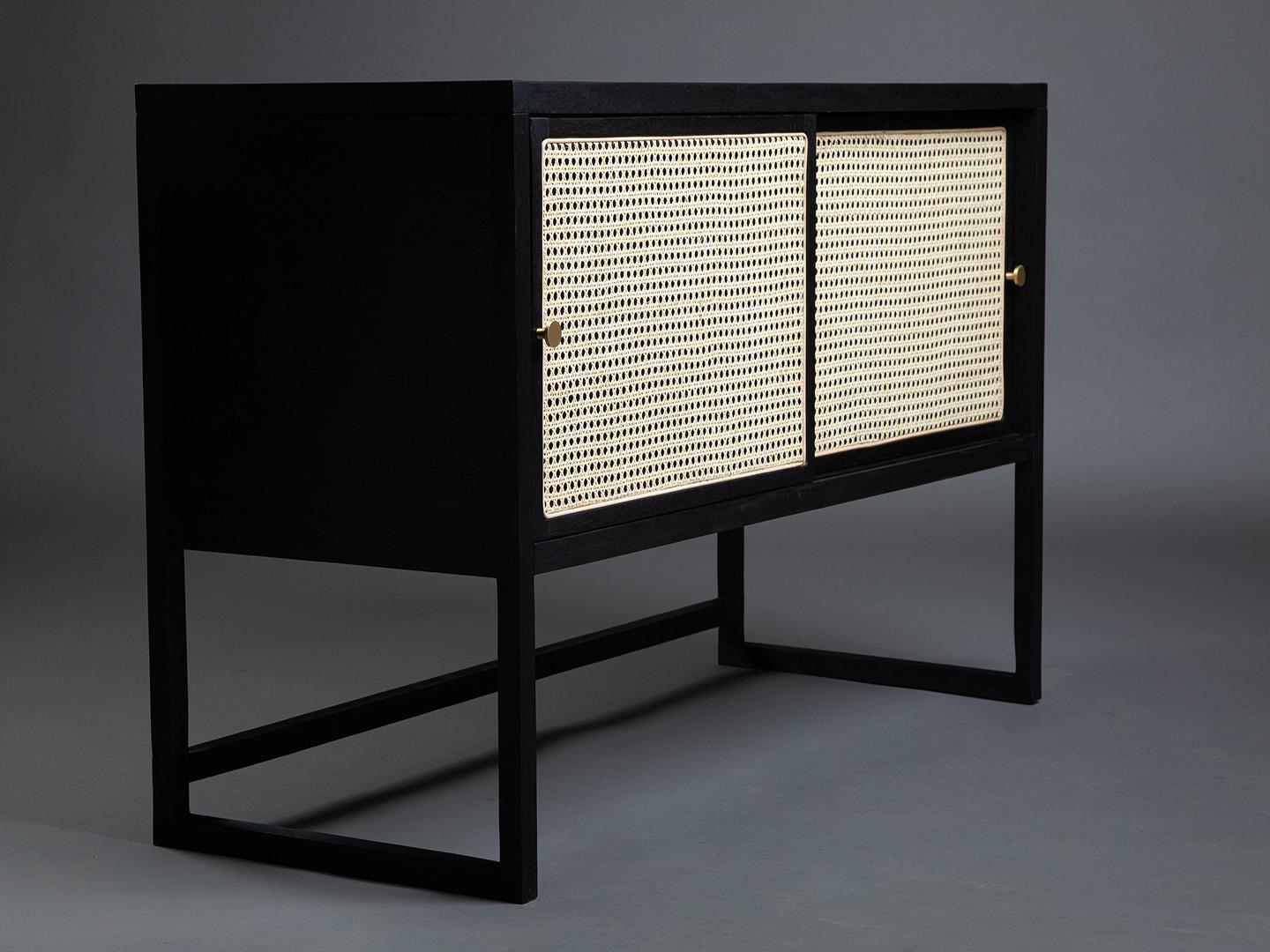 The Square Sideboard, Brazilian Solid Wood and Straw Design by Amilcar Oliveira For Sale 1