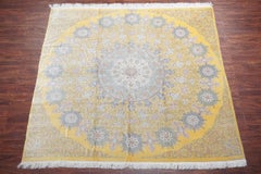 Square Signed Fine Tabriz Silk Rug, circa 1970