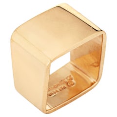 Square Signet Ring Wide Band 12.1 Grams 14k Gold Vintage 80s Jewelry