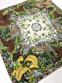 Square silk crepe printed scarf in the style of Raoul Dufy - France Circa 1950