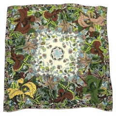 Square silk crepe printed scarf in the style of Raoul Dufy - France Circa 1950