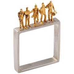 Square Silver and Gilded Silver Ring “The Travelers”