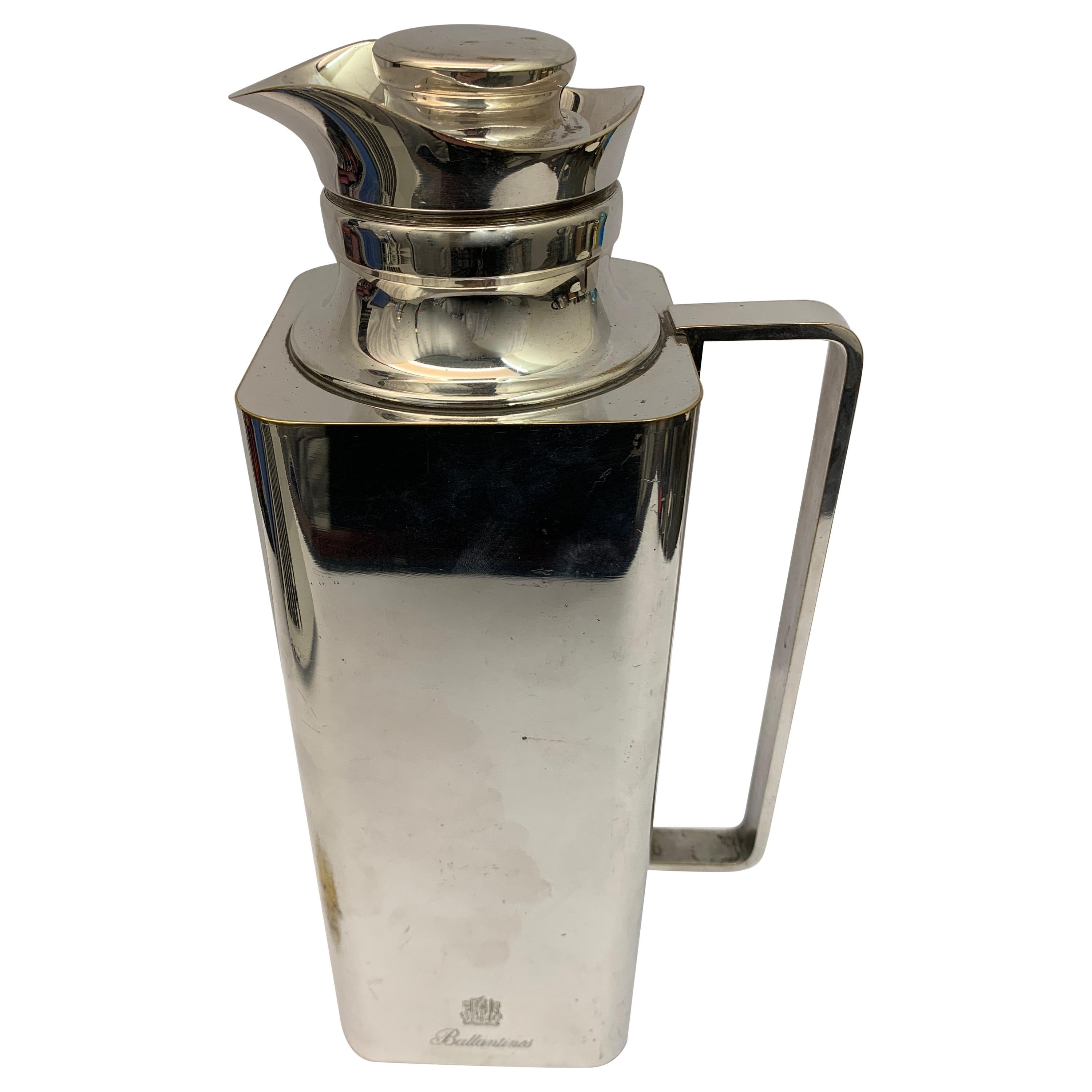 Square Silver Plated Ballentines Thermos Jug For Sale
