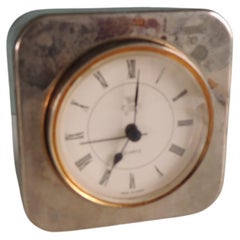 Square Silver Tone Desk Clock