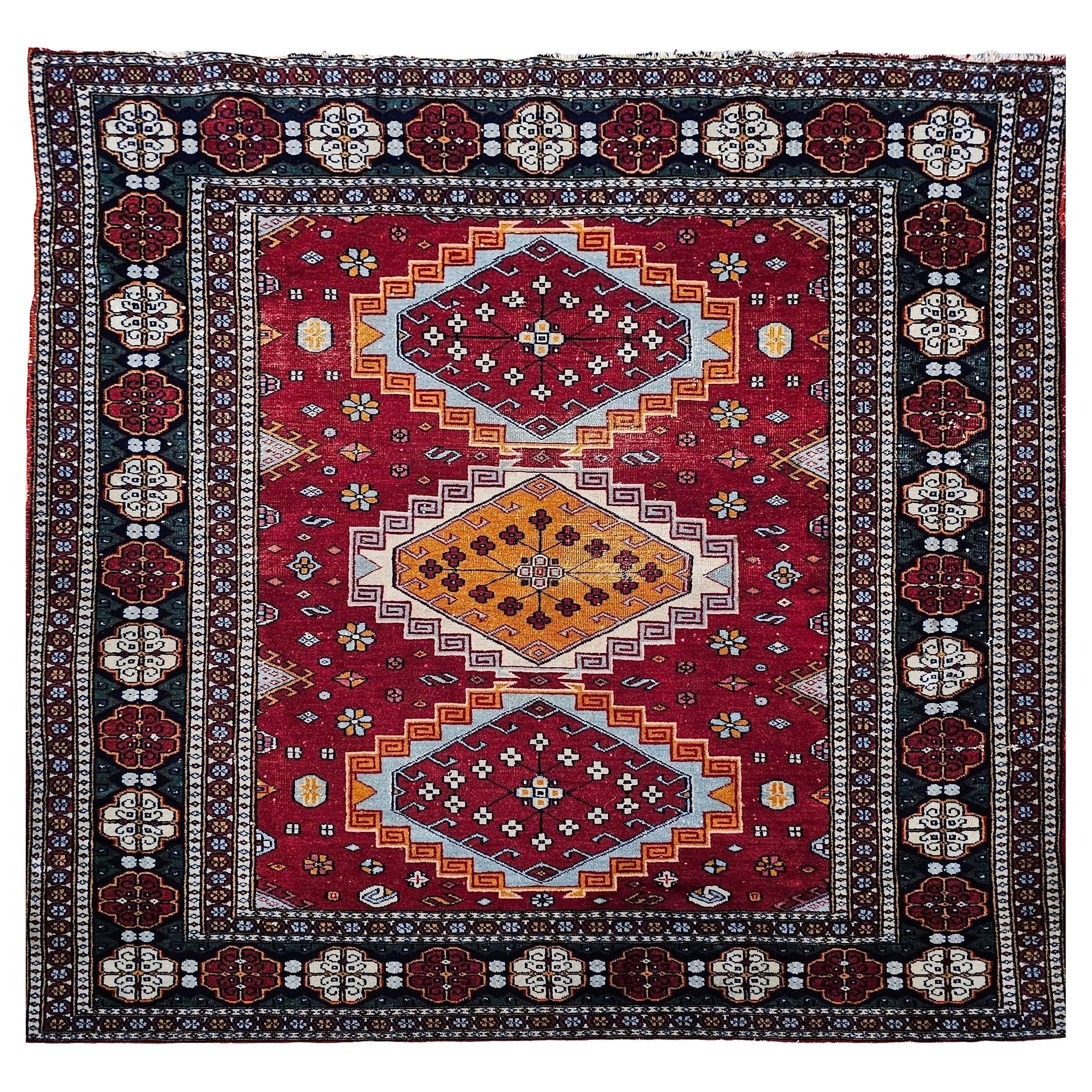 Alfombra Tribal Persa Vintage Cuadrada en venta
