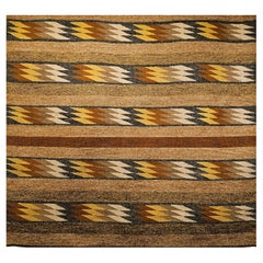 Tapis navajo amérindien vintage de forme carrée, en laine et coton, à motifs géométriques