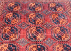 Square Sized Hand-Knotted Turkomen Ersari Rug in Wool with Repeating Gul Design*
