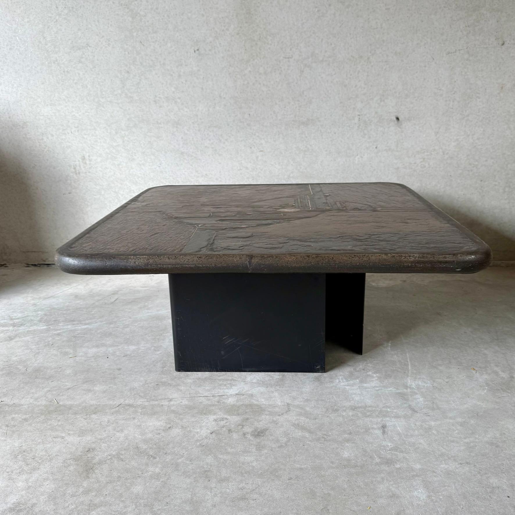 Quadratischer Couchtisch aus Schieferstein-Achat des Bildhauers Paul Kingma, Niederlande 1990 im Angebot 6