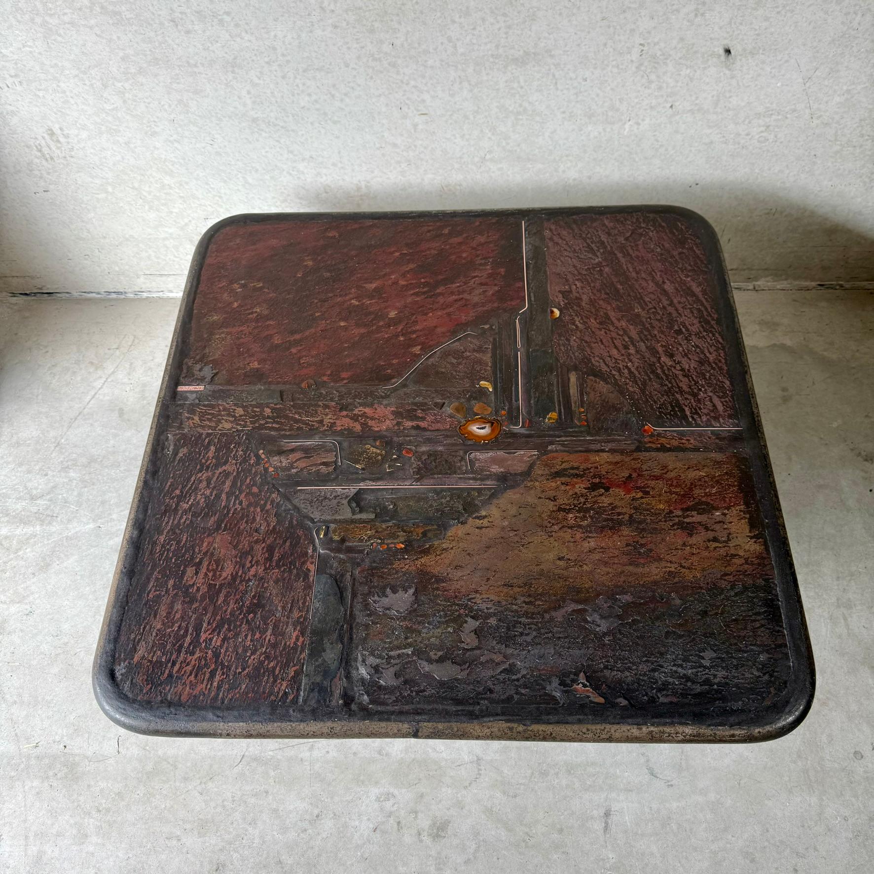 Quadratischer Couchtisch aus Schieferstein-Achat des Bildhauers Paul Kingma, Niederlande 1990 im Angebot 8