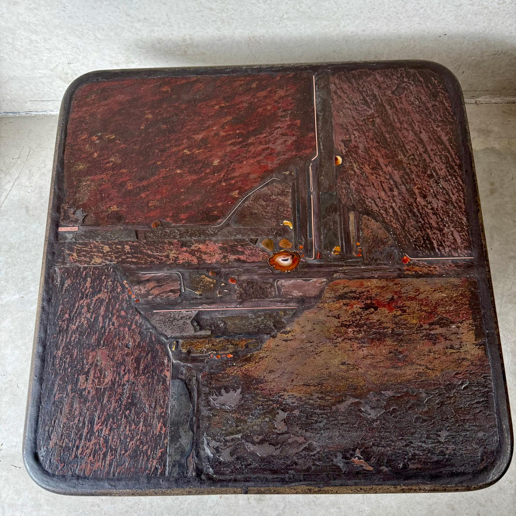 Quadratischer Couchtisch aus Schieferstein-Achat des Bildhauers Paul Kingma, Niederlande 1990 im Angebot 12