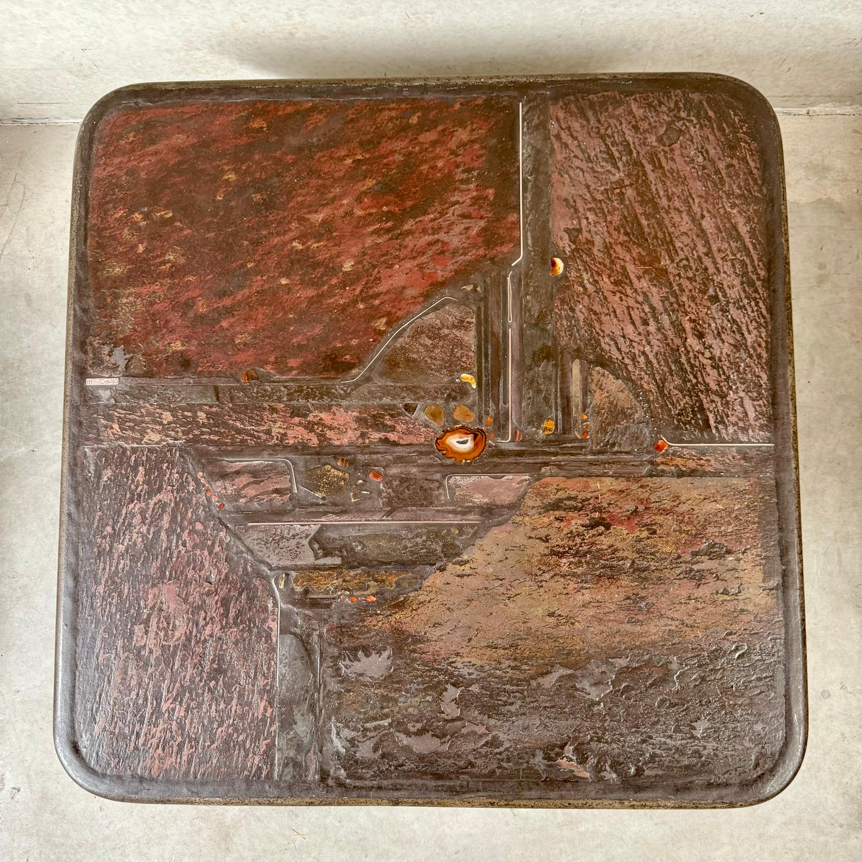 Quadratischer Couchtisch aus Schieferstein-Achat des Bildhauers Paul Kingma, Niederlande 1990 (Niederländisch) im Angebot