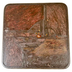 Quadratischer Couchtisch aus Schieferstein-Achat des Bildhauers Paul Kingma, Niederlande 1990