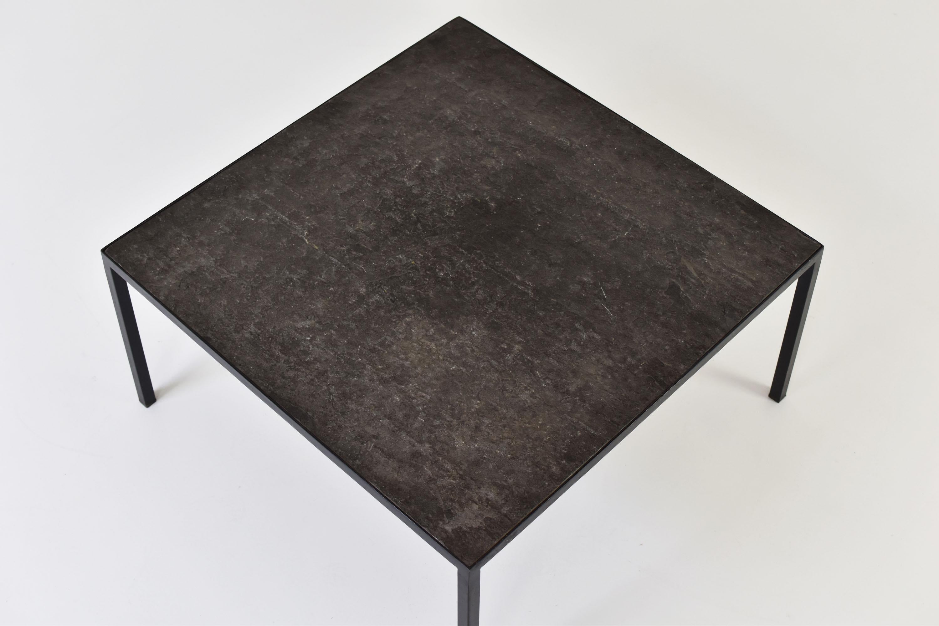 Square Slate Stone Coffee Table from the 1950’s In Good Condition In Antwerp, BE
