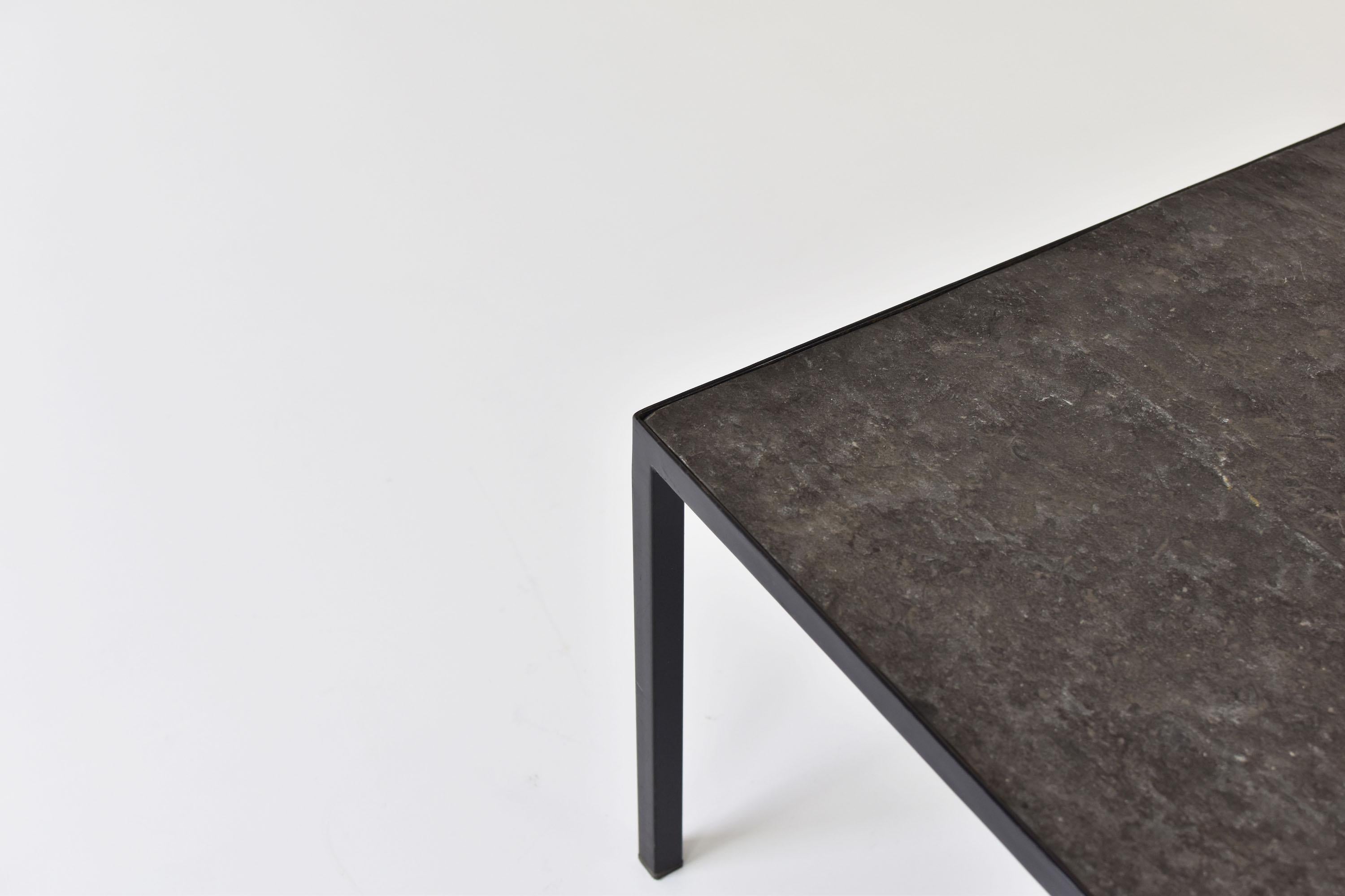 Mid-20th Century Square Slate Stone Coffee Table from the 1950’s