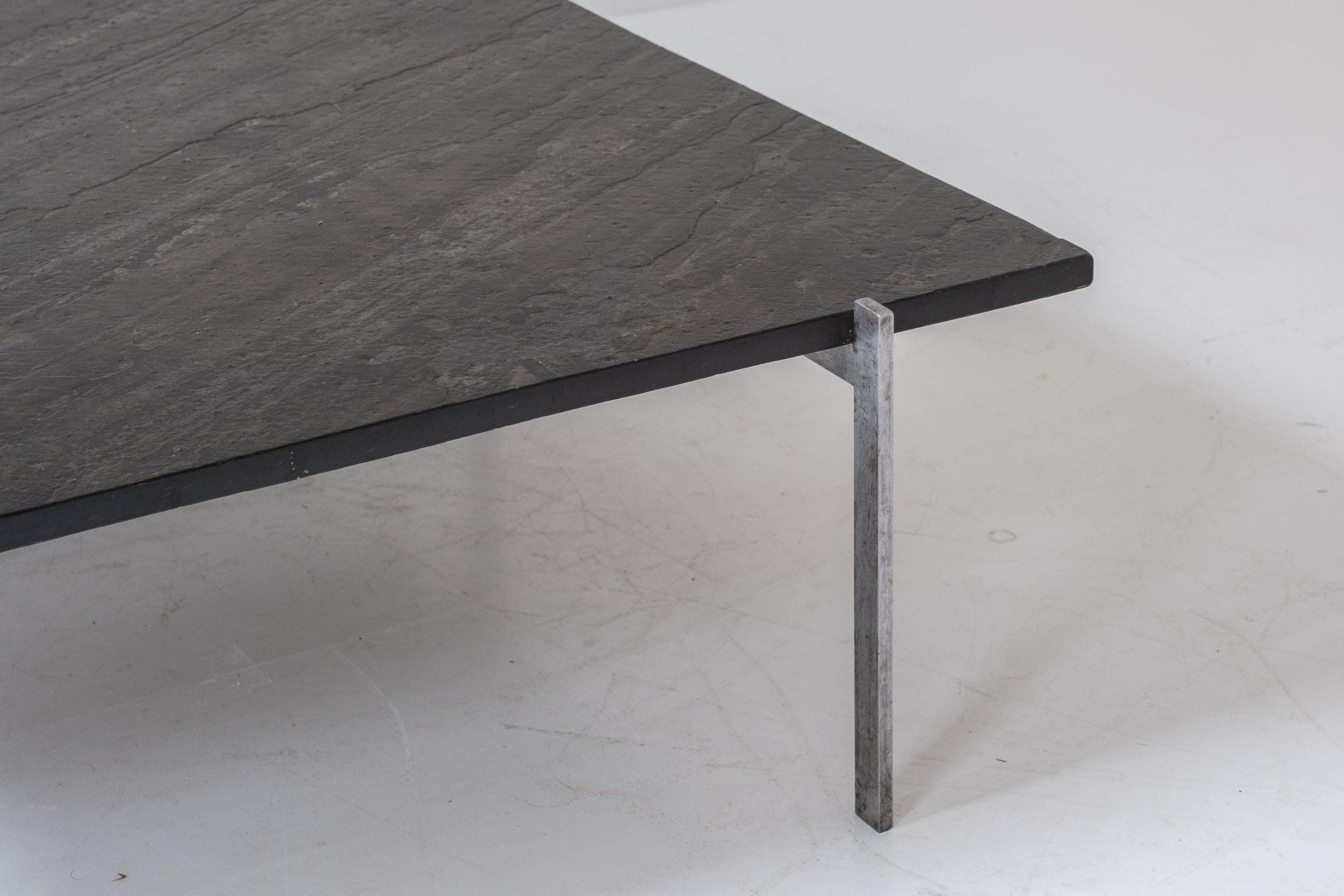 Square slate stone coffee table from the 1950s. For Sale 1