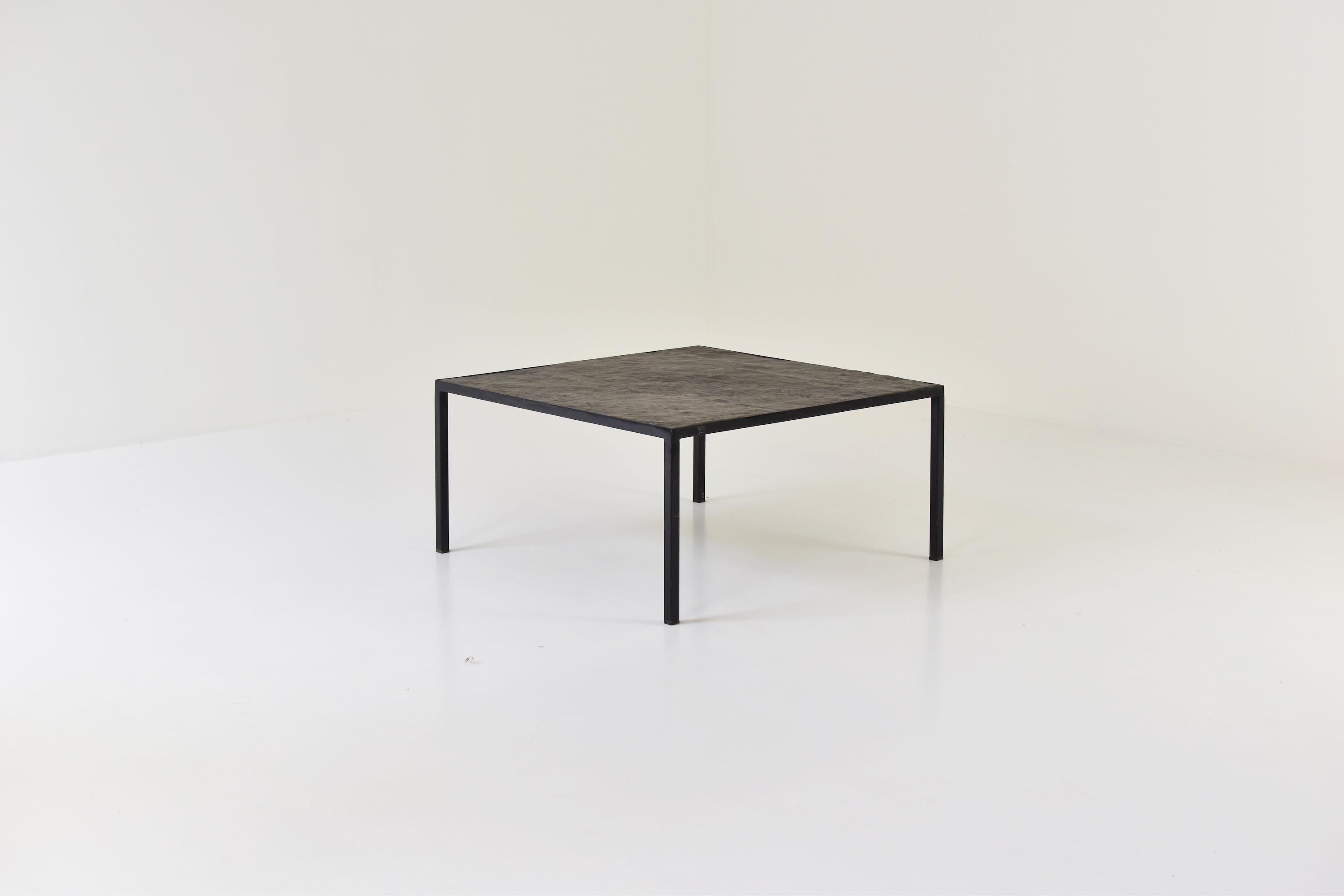 Square Slate Stone Coffee Table from the 1950’s 1