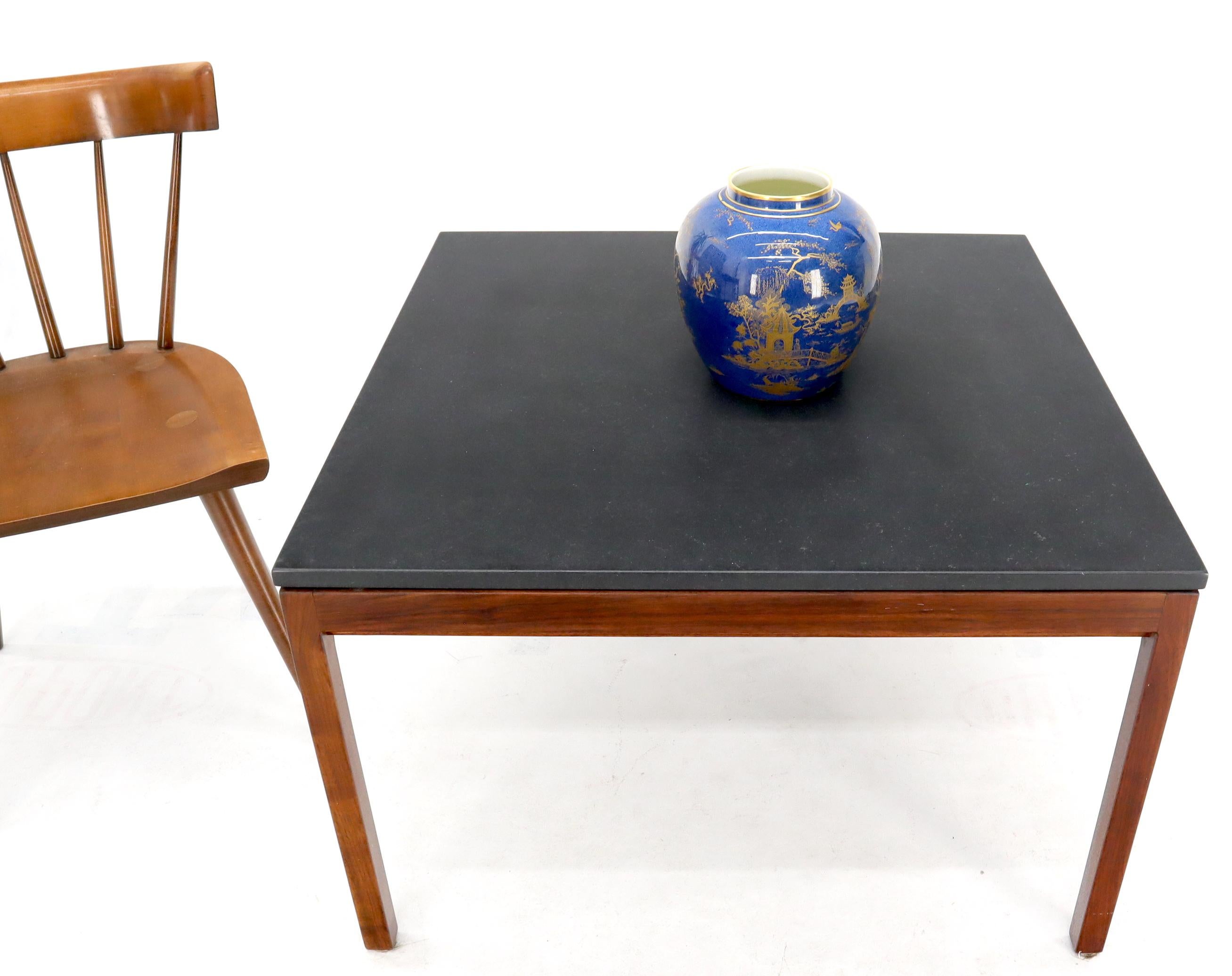 Square Slate Top Walnut Base Coffee Table by Jens Risom For Sale 2