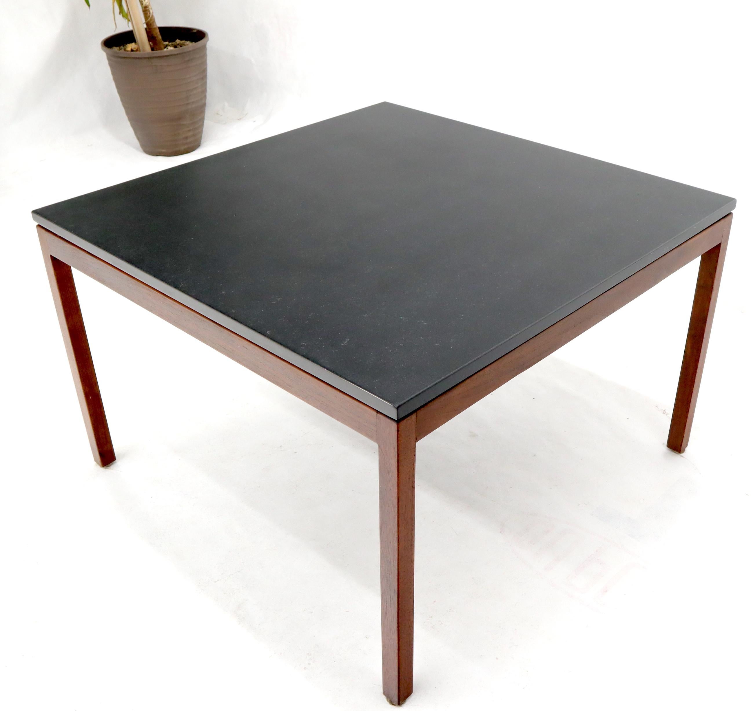 Mid-Century Modern Square Slate Top Walnut Base Coffee Table by Jens Risom For Sale