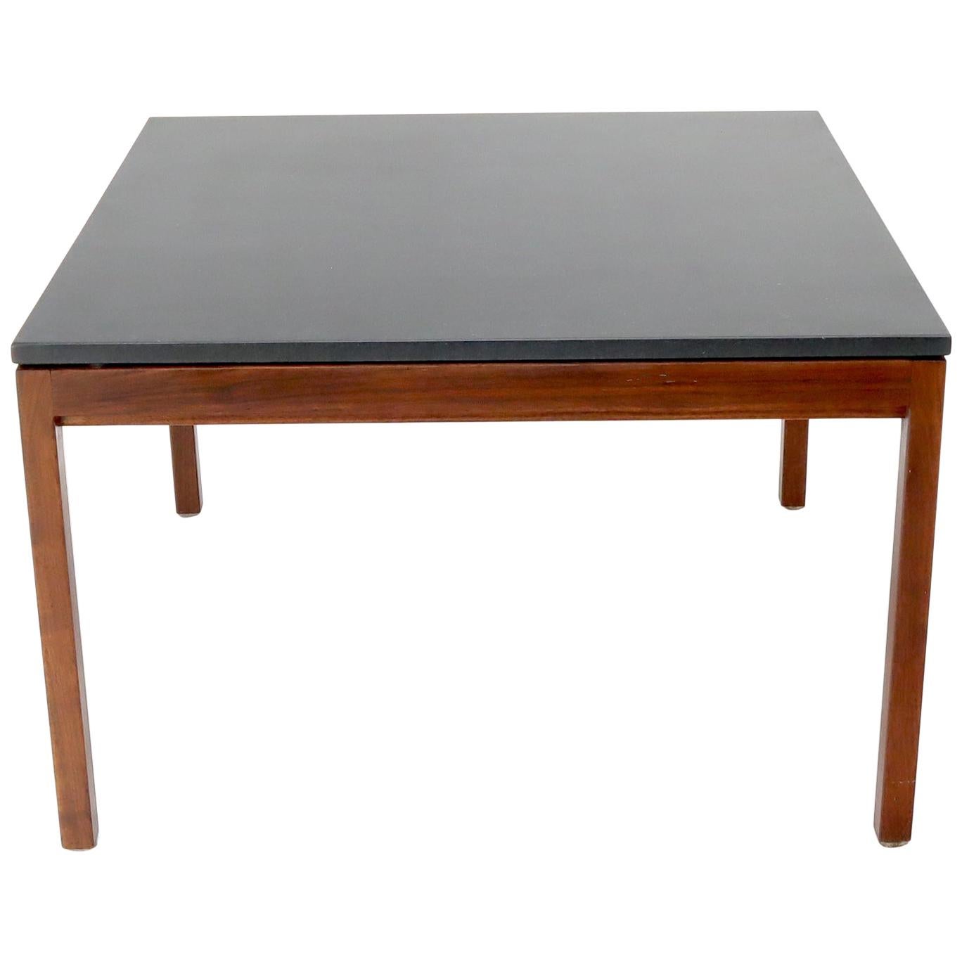 Square Slate Top Walnut Base Coffee Table by Jens Risom For Sale