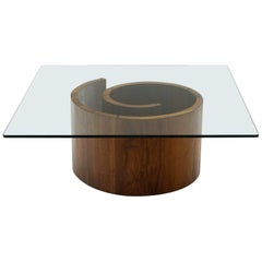 Vintage Square Snail Style Coffee Table with Glass Top
