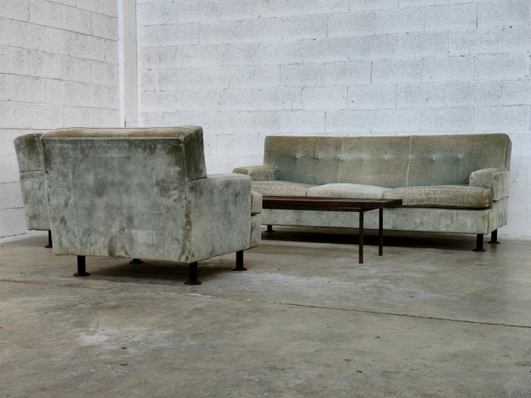 Mid-Century Modern Square Sofa and Armchairs Set by Marco Zanuso for Arflex, Italy, 70's