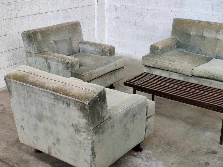 Italian Square Sofa and Armchairs Set by Marco Zanuso for Arflex, Italy, 70's