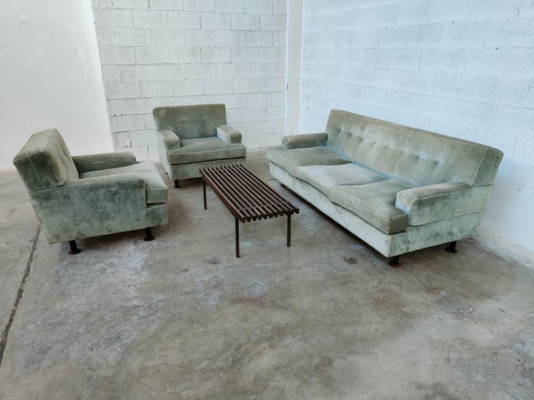 Metal Square Sofa and Armchairs Set by Marco Zanuso for Arflex, Italy, 70's