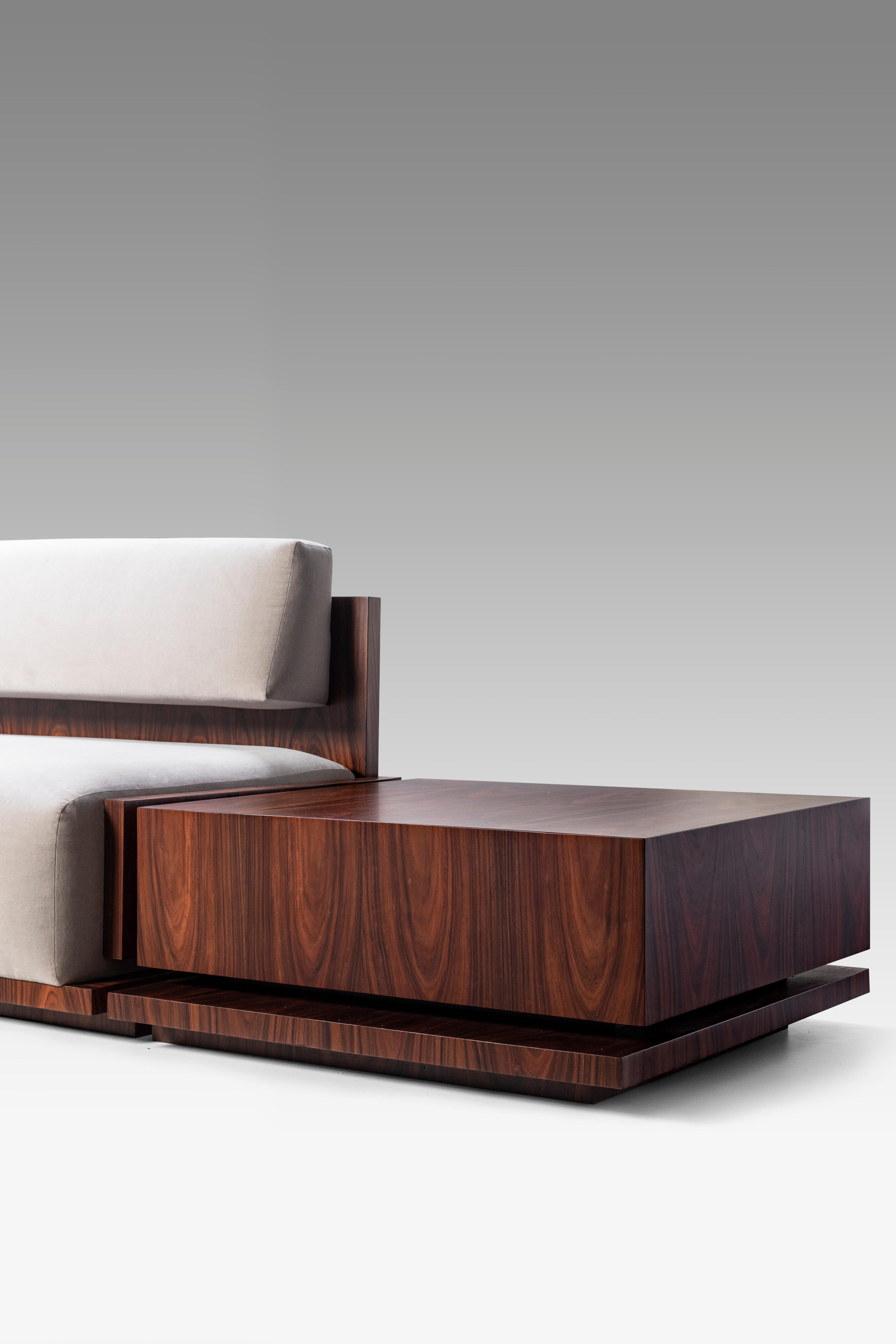 Modern Square Sofa by Juliana Lima Vasconcellos with Side Tables For Sale
